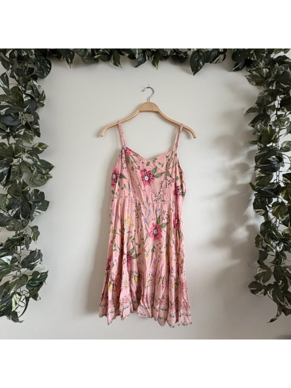 Old Navy Sleeveless Tiered Knee Length Dress Floral Pink Women’s Size L